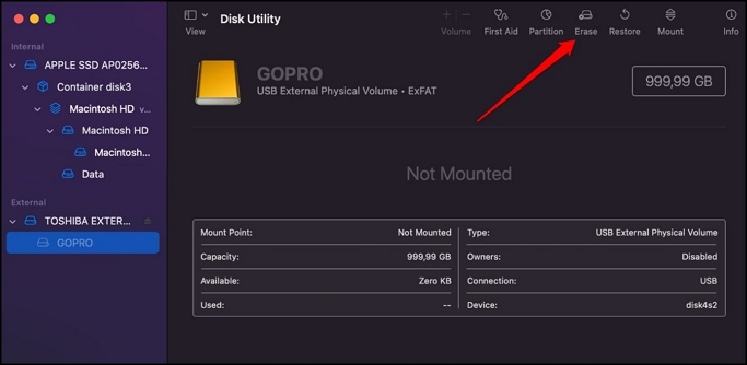 click on Disk Utility to proceed