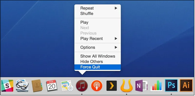 force quit the Mac Dock