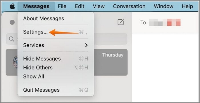Open Messages Settings on Mac