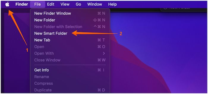 Open New Smart Folder Menu