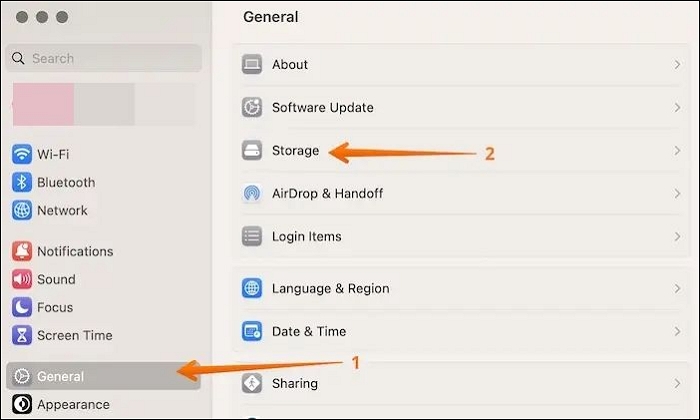 Open Storage Settings in general