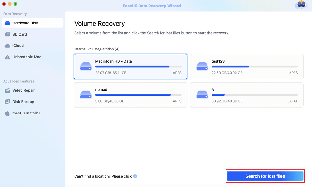 Select your disk