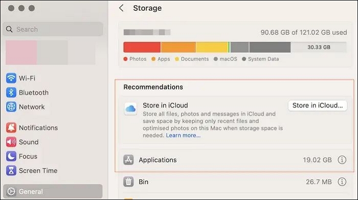 macOS Storage Settings