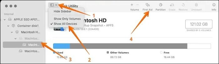 Run First Aid Recovery Mode