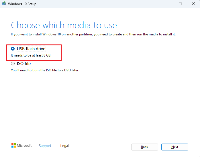 select USB flash drive