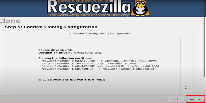 confirm cloning configuration