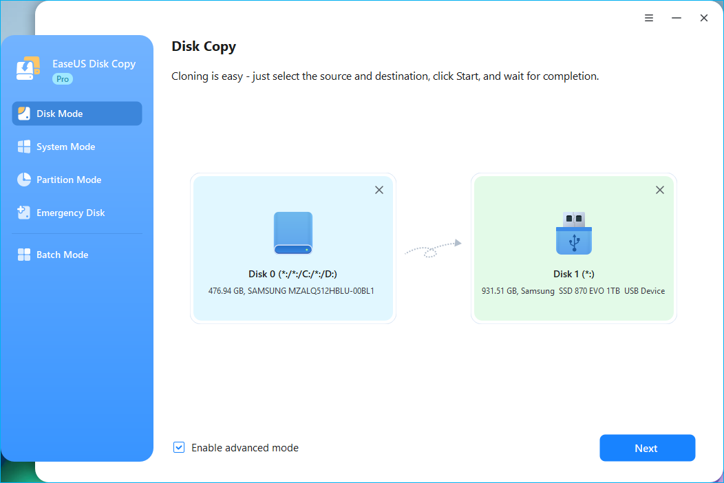 select source and target ssds