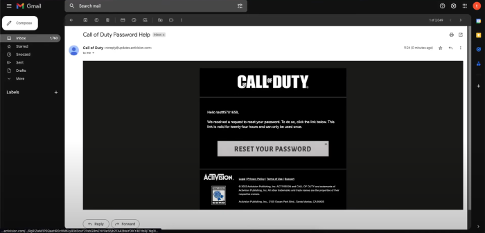 forgot email call of duty