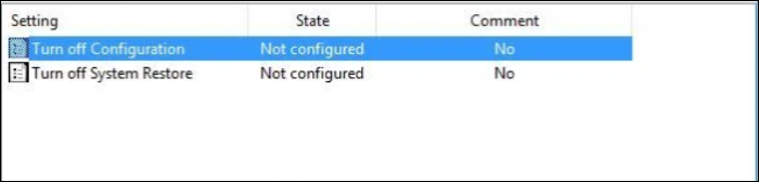 turn off configuration