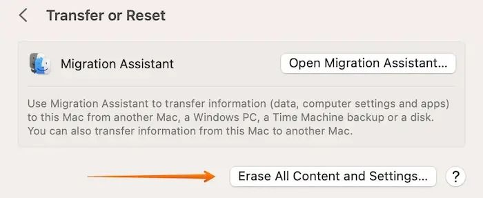 Erase All Content and Settings
