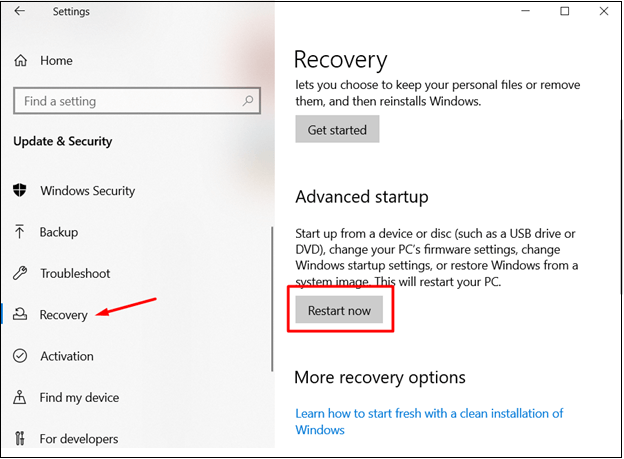 Hit the Recovery button