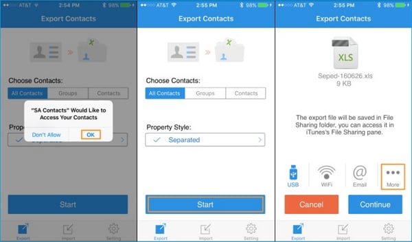 iphone export contacts to csv