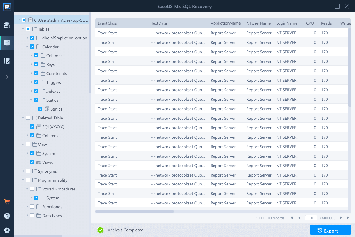 recover MDF file - Step 3