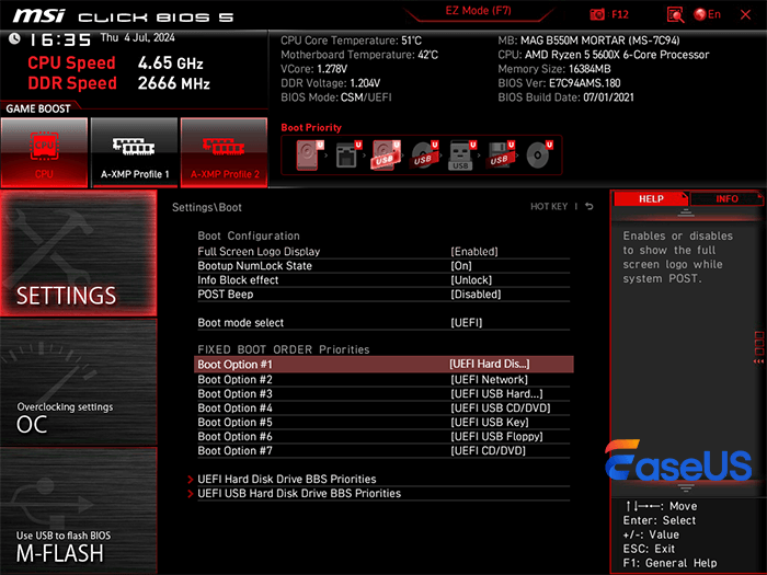 Change new hard drive as boot drive bios