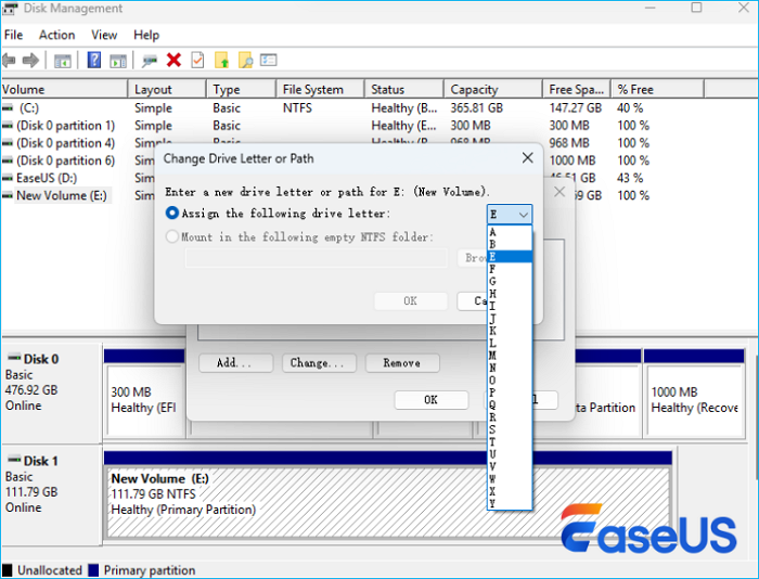 change drive letter for sd card
