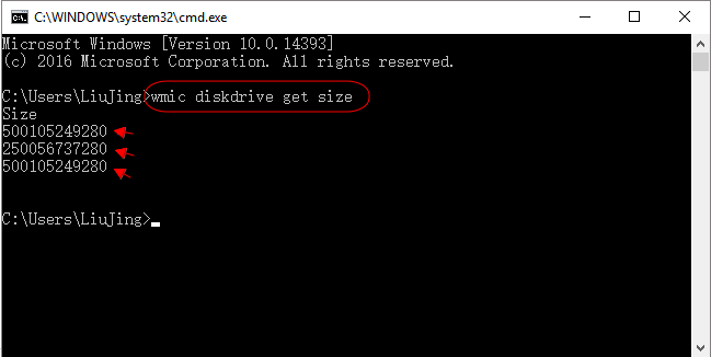 how to check total disk space in windows cmd