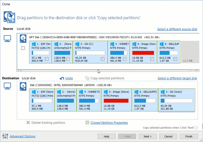 Clone os disk with macrium reflect