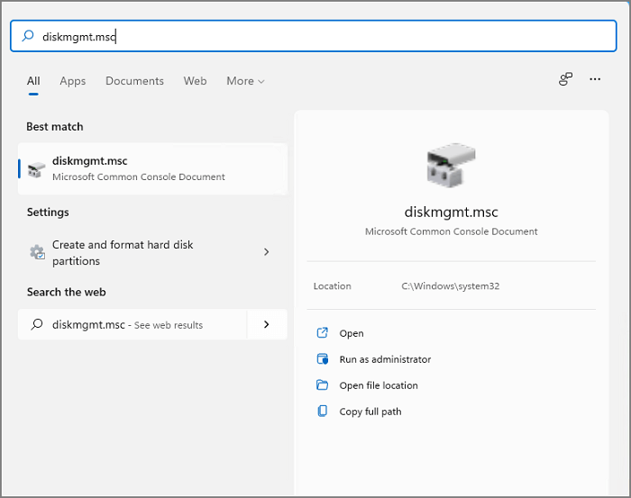 diskmgmt.msc start menu