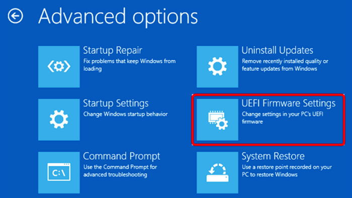 Enter UEFI settings