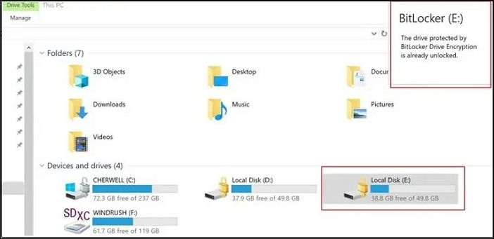 Solutions To The Drive Protected By BitLocker Is Already Unlocked Error