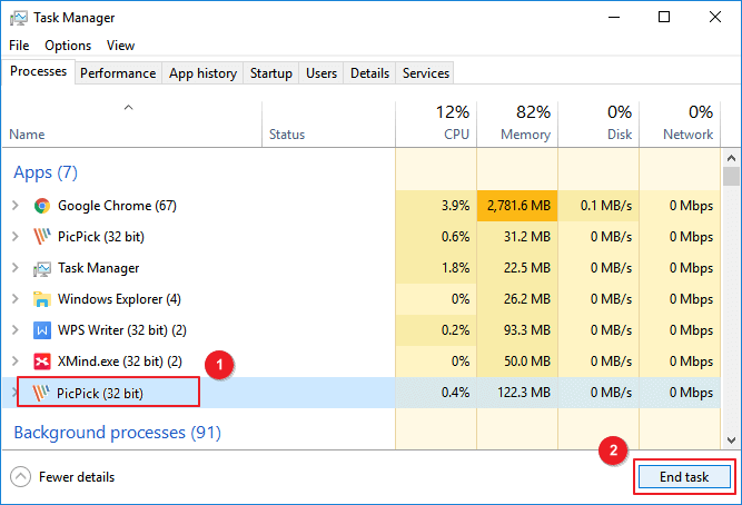 windows 10 photos memory usage