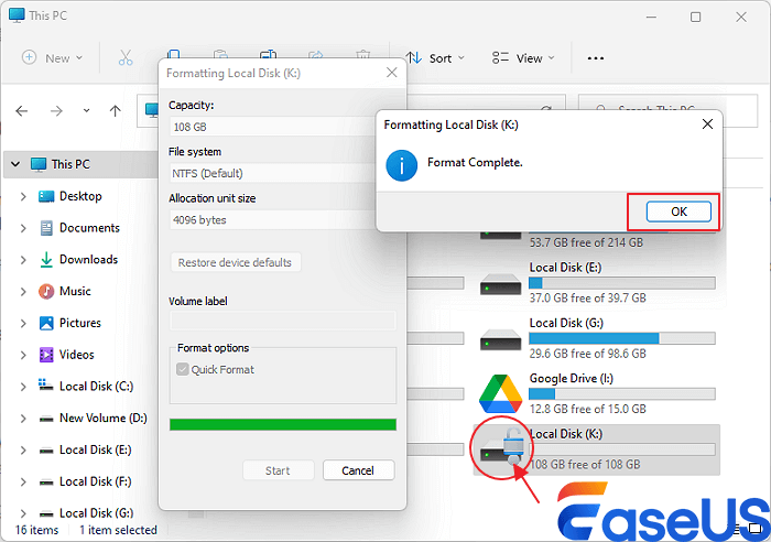 Format Unlocked BitLocker drive in file explorer