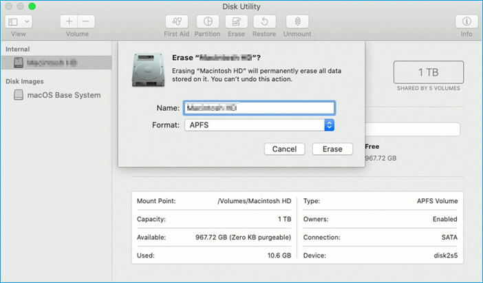 format ssd disk utility mac air