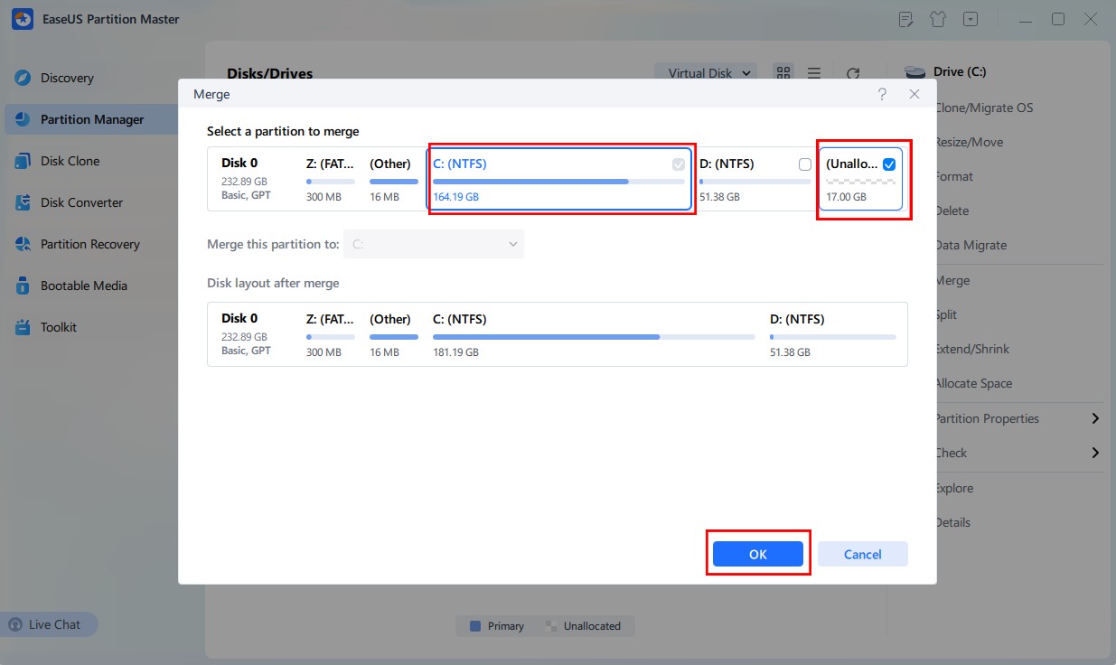 Move Unallocated Space Next To C Drive In Windows 10/11/8/7