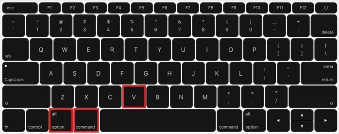 option command and v