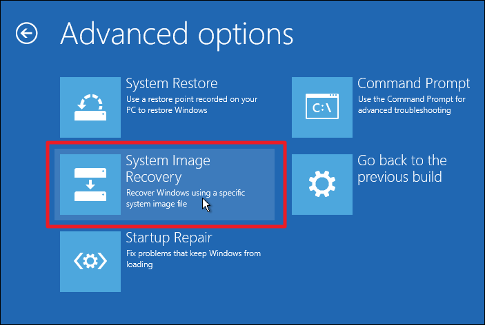 Perform system image recovery