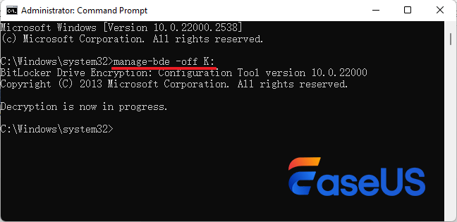 remove bitlocker using cmd