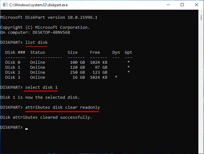 Remove Write Protection in DiskPart on Windows 11