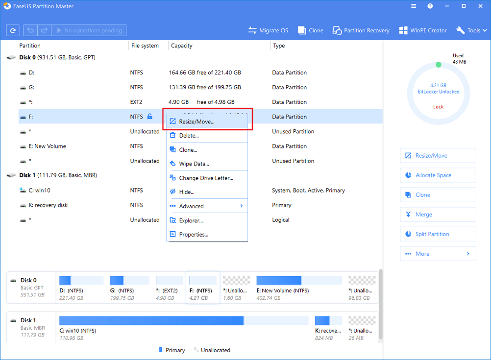 Bitlocker Partition How To Partition A Bitlocker Drive On Windows 10 Easeus