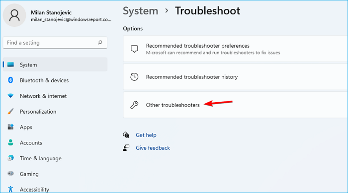 choose the other troubleshooters