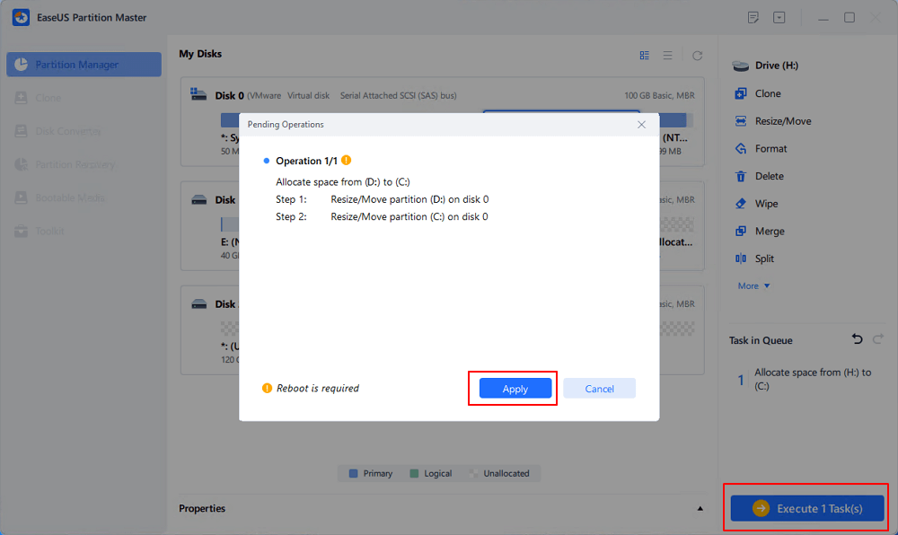 finish extending partition