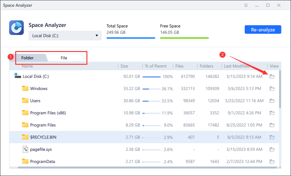 view the detailed data