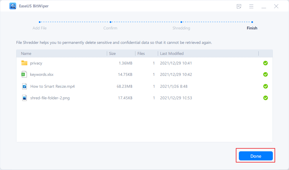 Complete shredding files