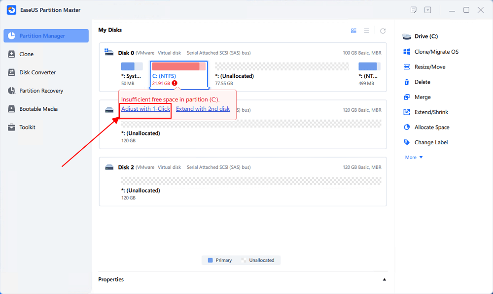 extend c drive to another disk