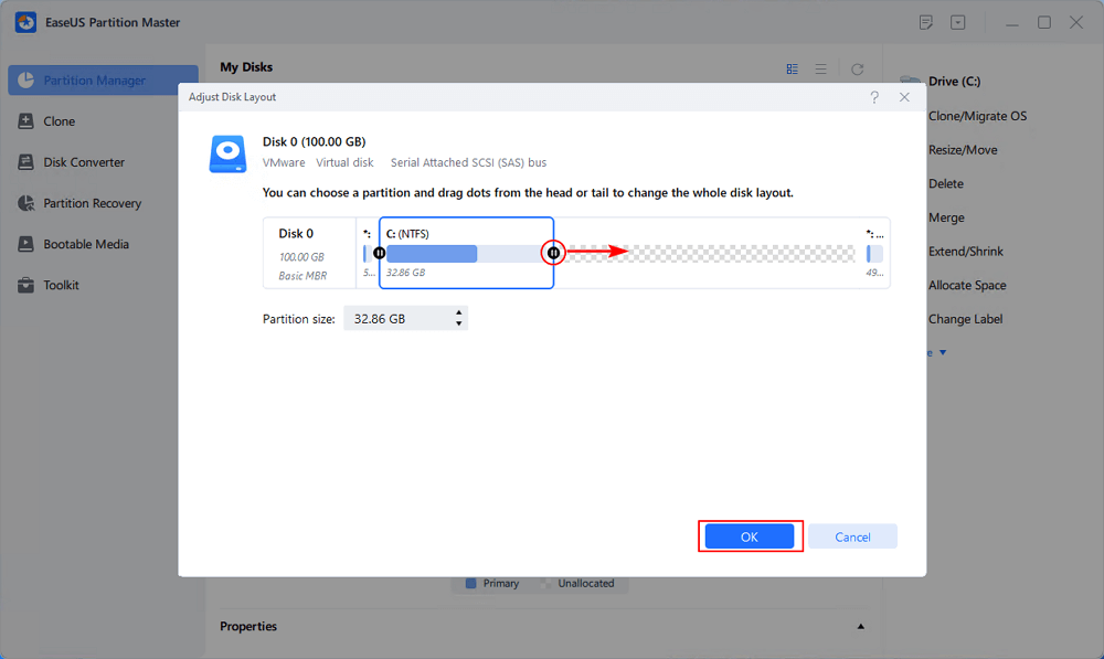 Manually Adjust Low C Drive Space