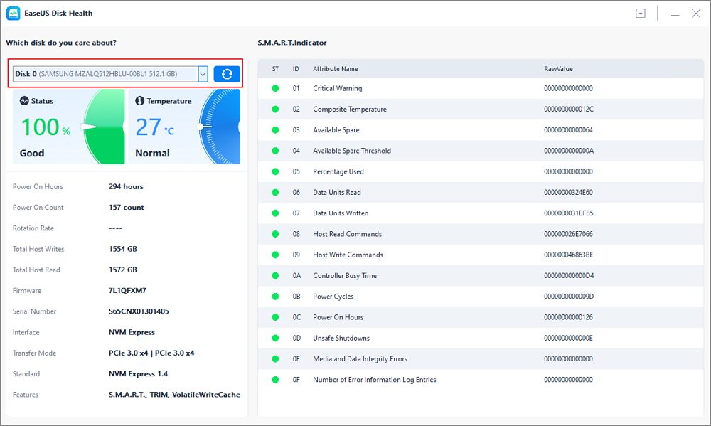 nas check disk health command