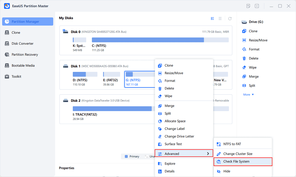 choose Check Partition