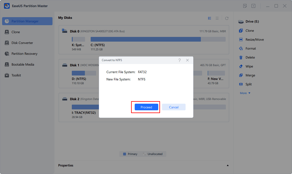 convert FAT32 to NTFS