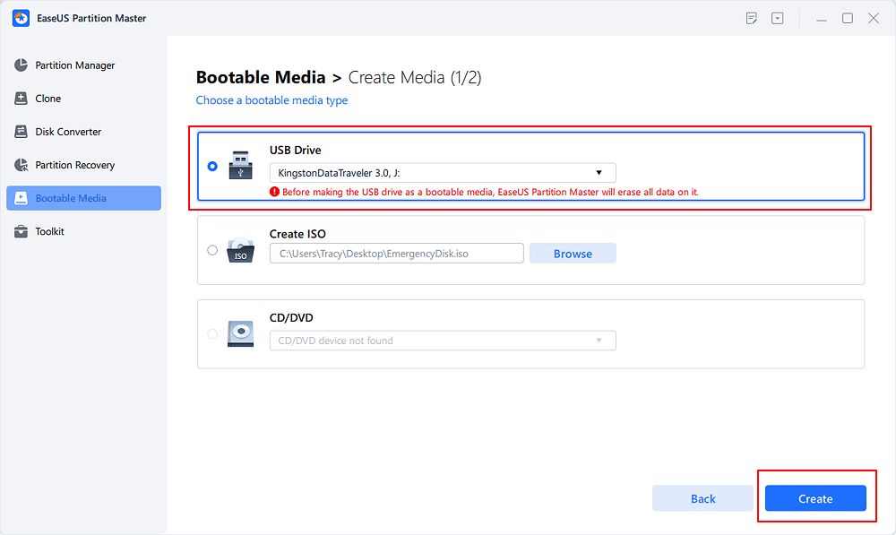 easeus partition master boot mode