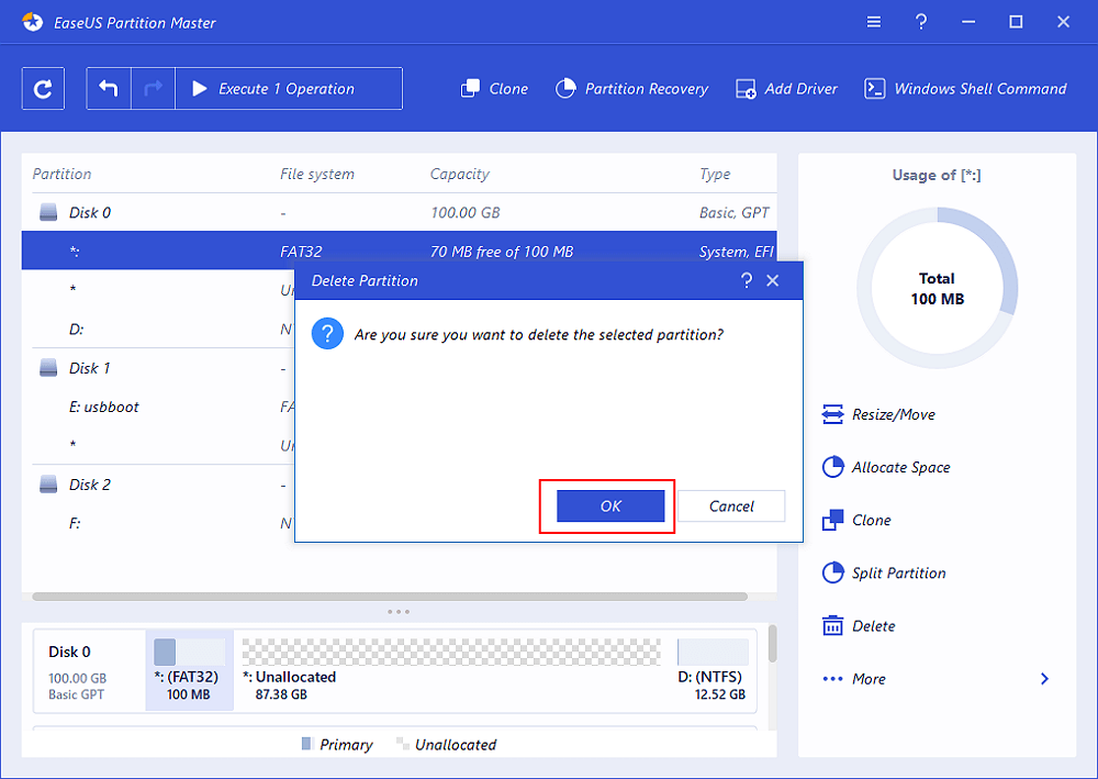 delete all partitions with os step 4