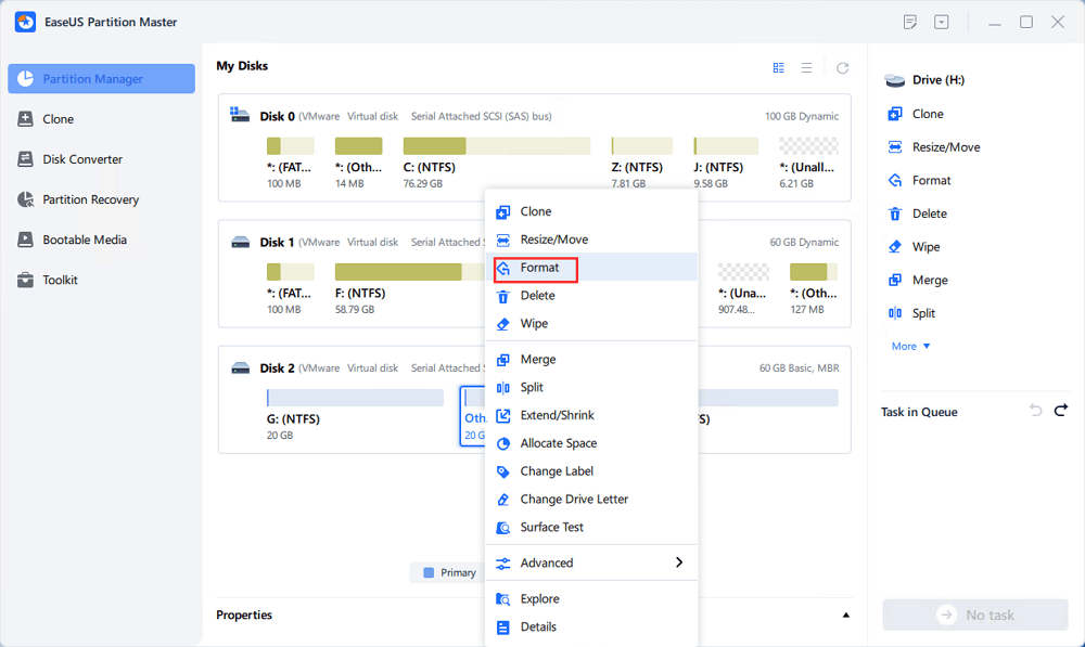 Format RAW Drive Partition - Step 1