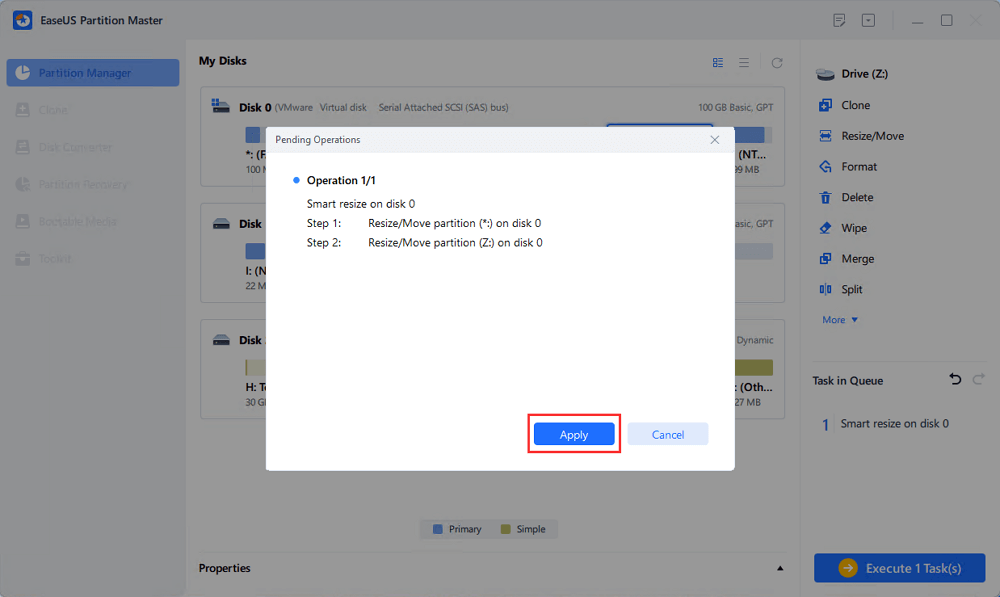 finish extending partition