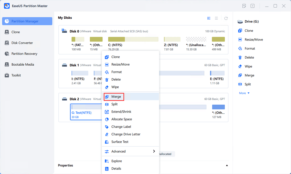 Run EaseUS partition manager software