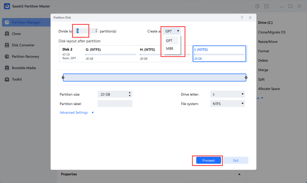 new disk guide partition external hard drive step 2