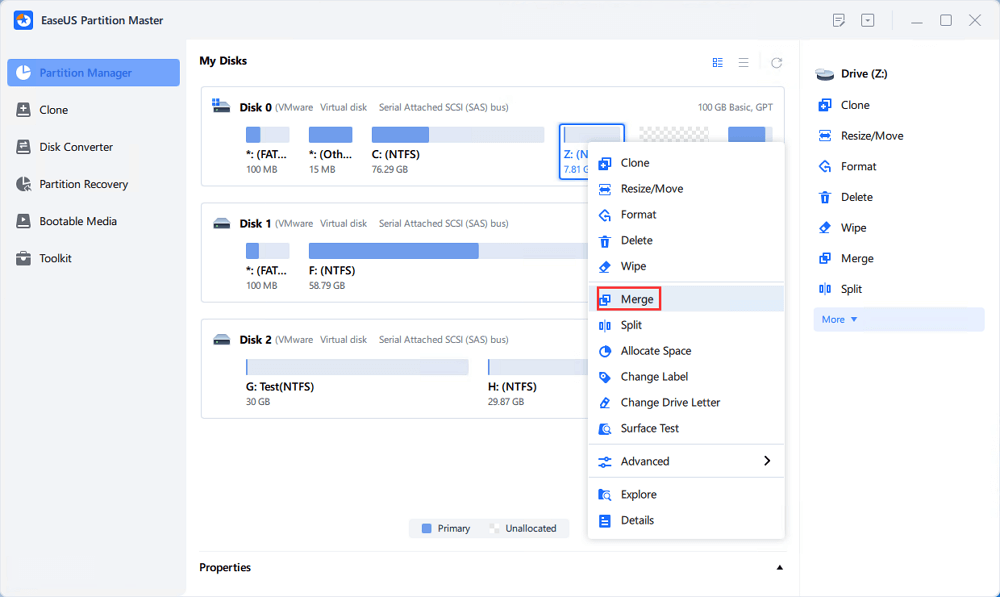 select partition to merge