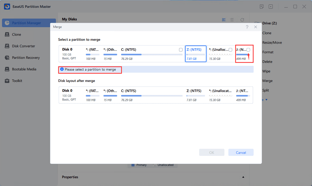 Select the other partition